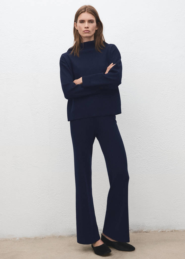 Ruched turtleneck sweater — Navy