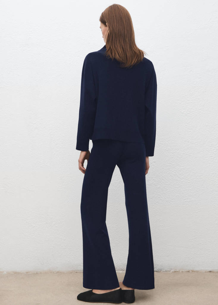 Ruched turtleneck sweater — Navy