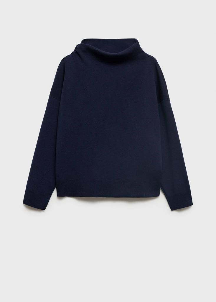 Ruched turtleneck sweater — Navy
