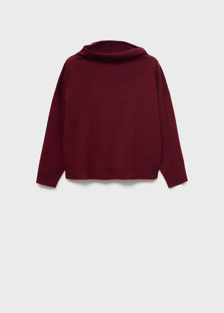 Ruched turtleneck sweater — Maroon