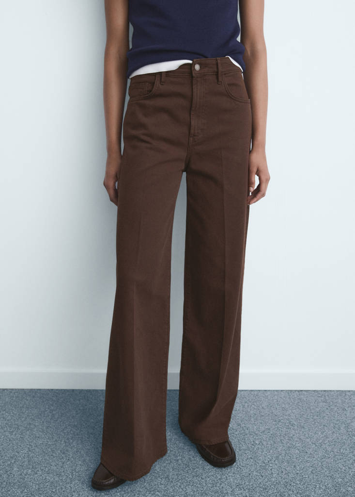 High-waisted wideleg jeans — Chocolate
