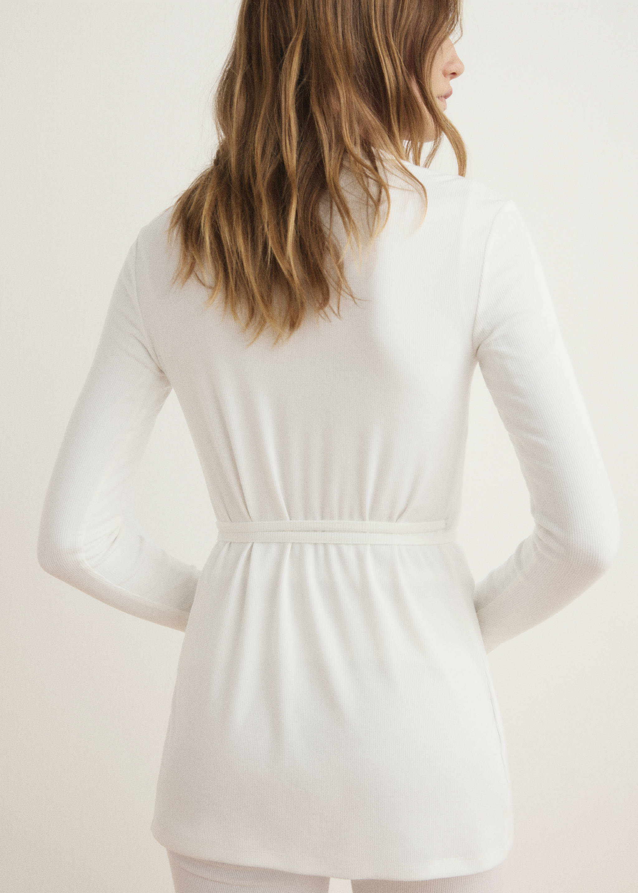 Кардиган в рубчик с завязками - Обратная сторона изделия