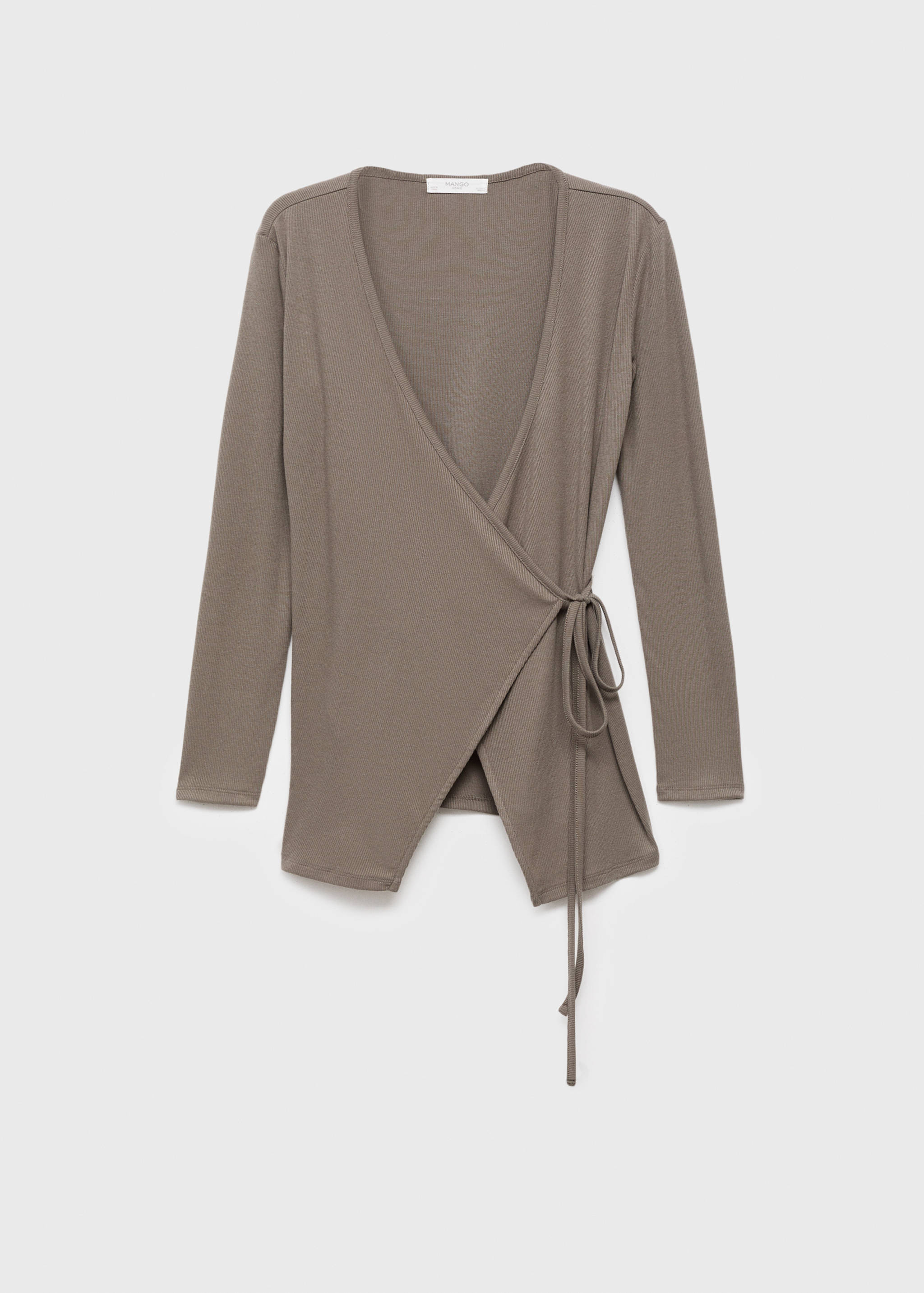 Rib-knit cardigan with tie - Article without model