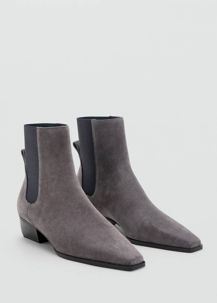 Heel suede ankle boot — Grey