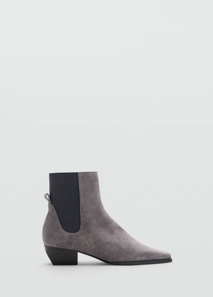 Heel suede ankle boot — Grey