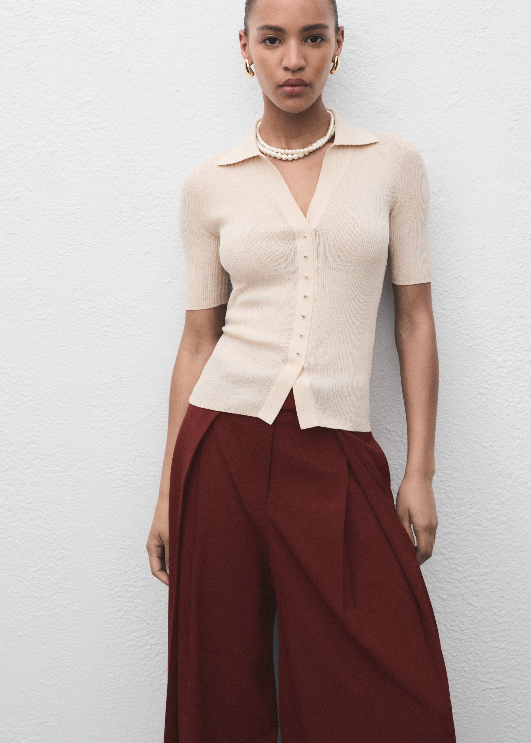 Calças de fato wide leg com pinças - Pormenor do artigo 1