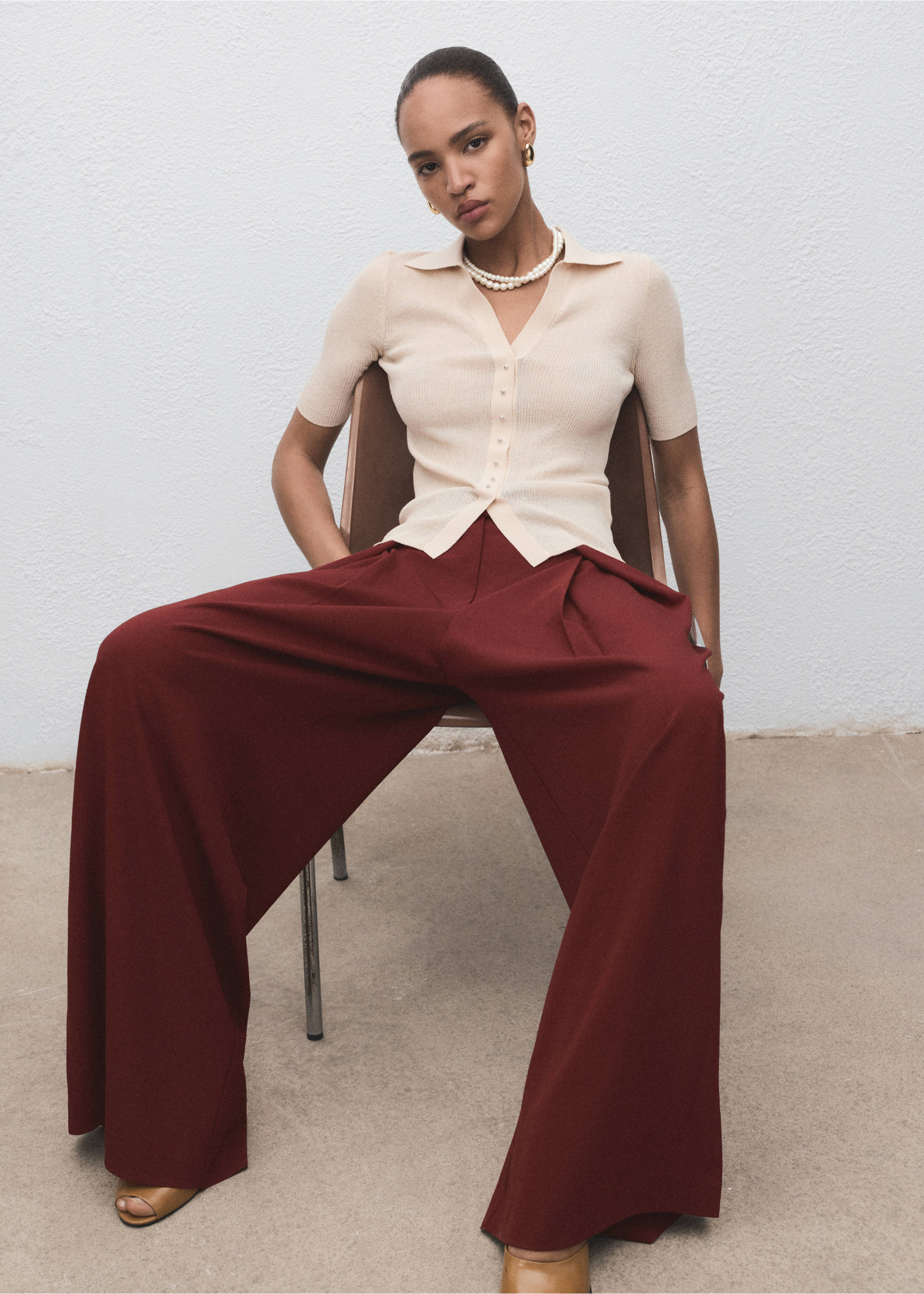 Pantalon de costume large à pinces - Détail de l'article 2, Orange foncé. Ref: 17024120-00.