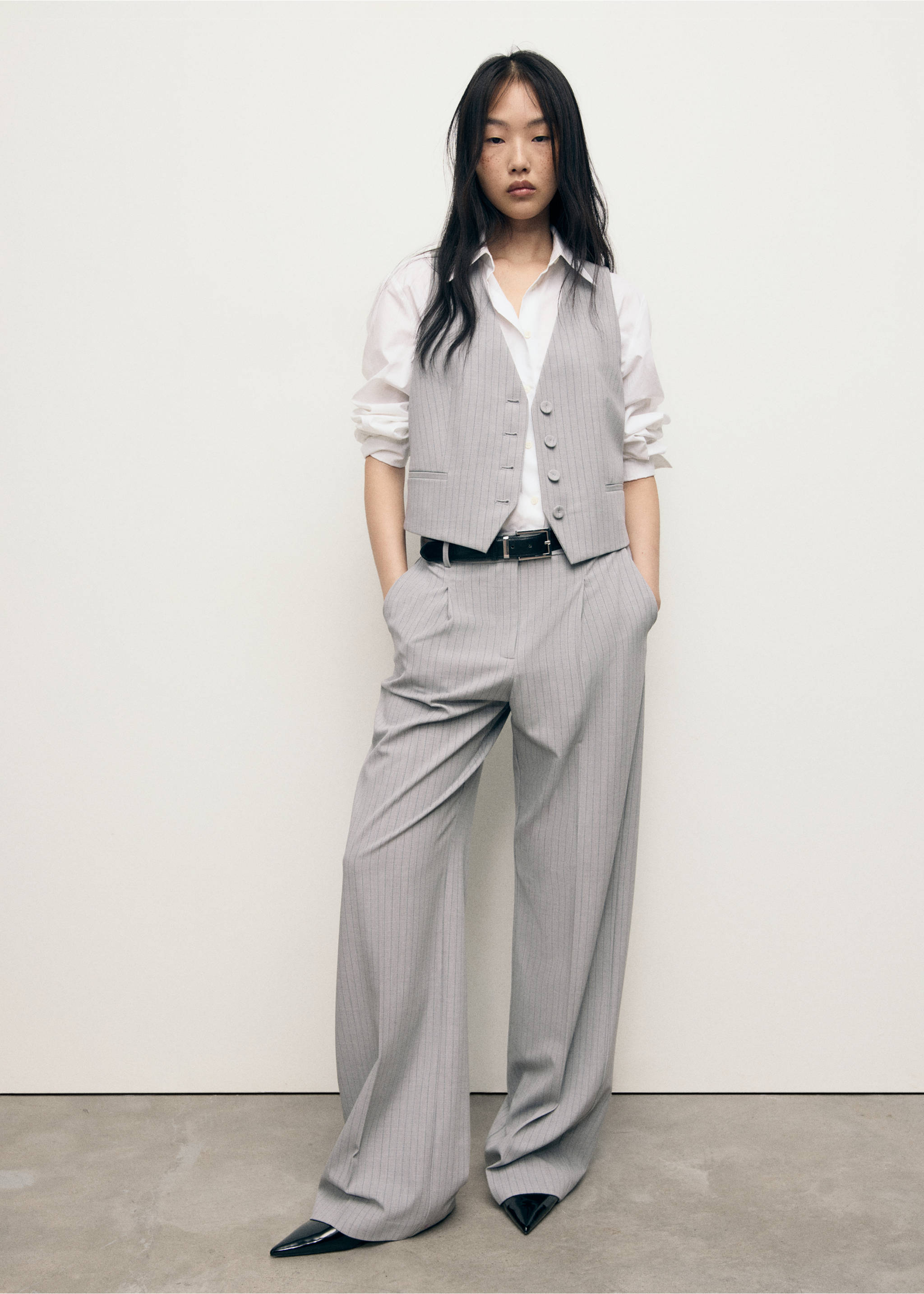Pinstriped suit waistcoat - General plane, Grey. Ref: 17024121-00.