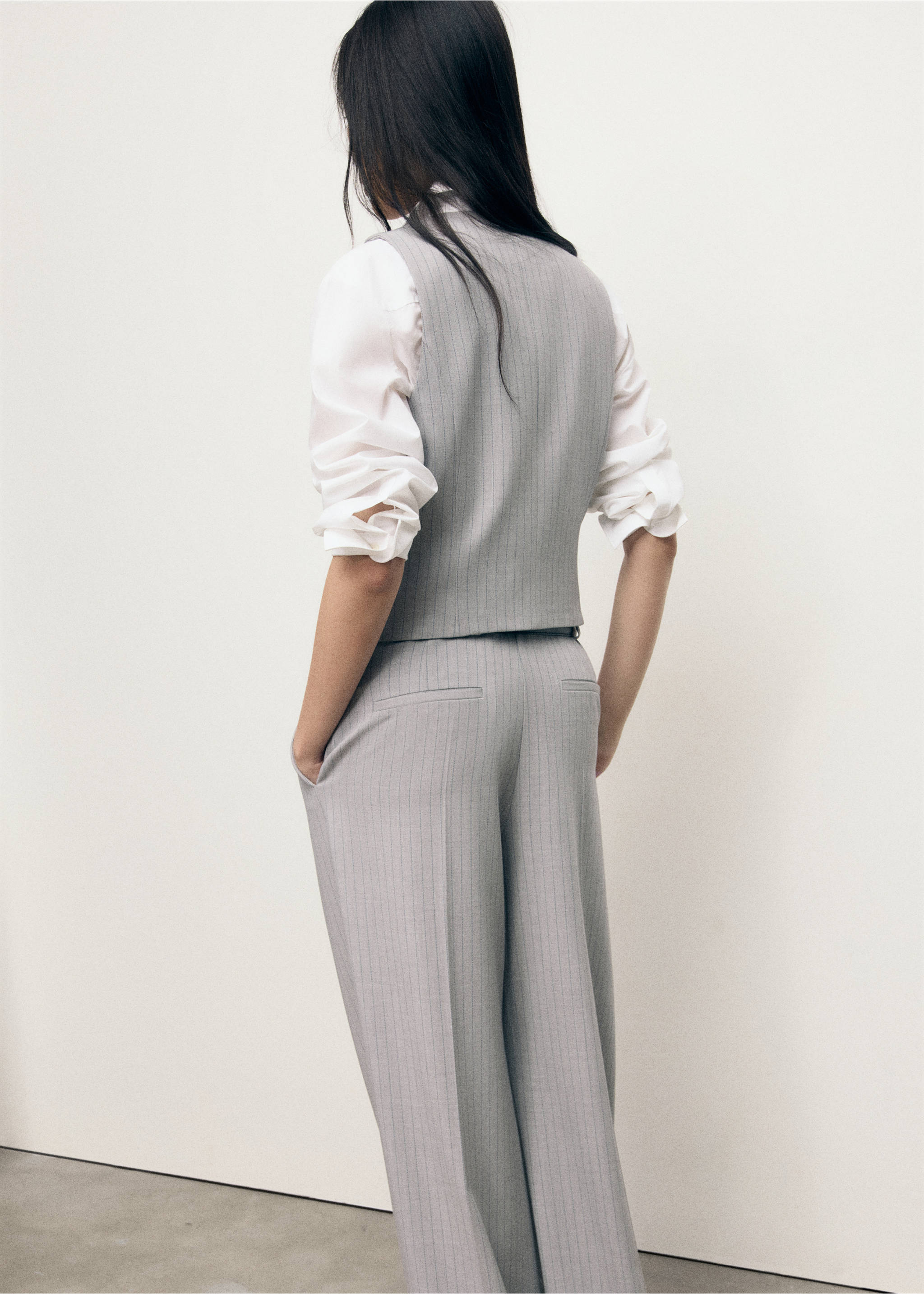 Pinstriped suit waistcoat - Reverse of the article, Grey. Ref: 17024121-00.