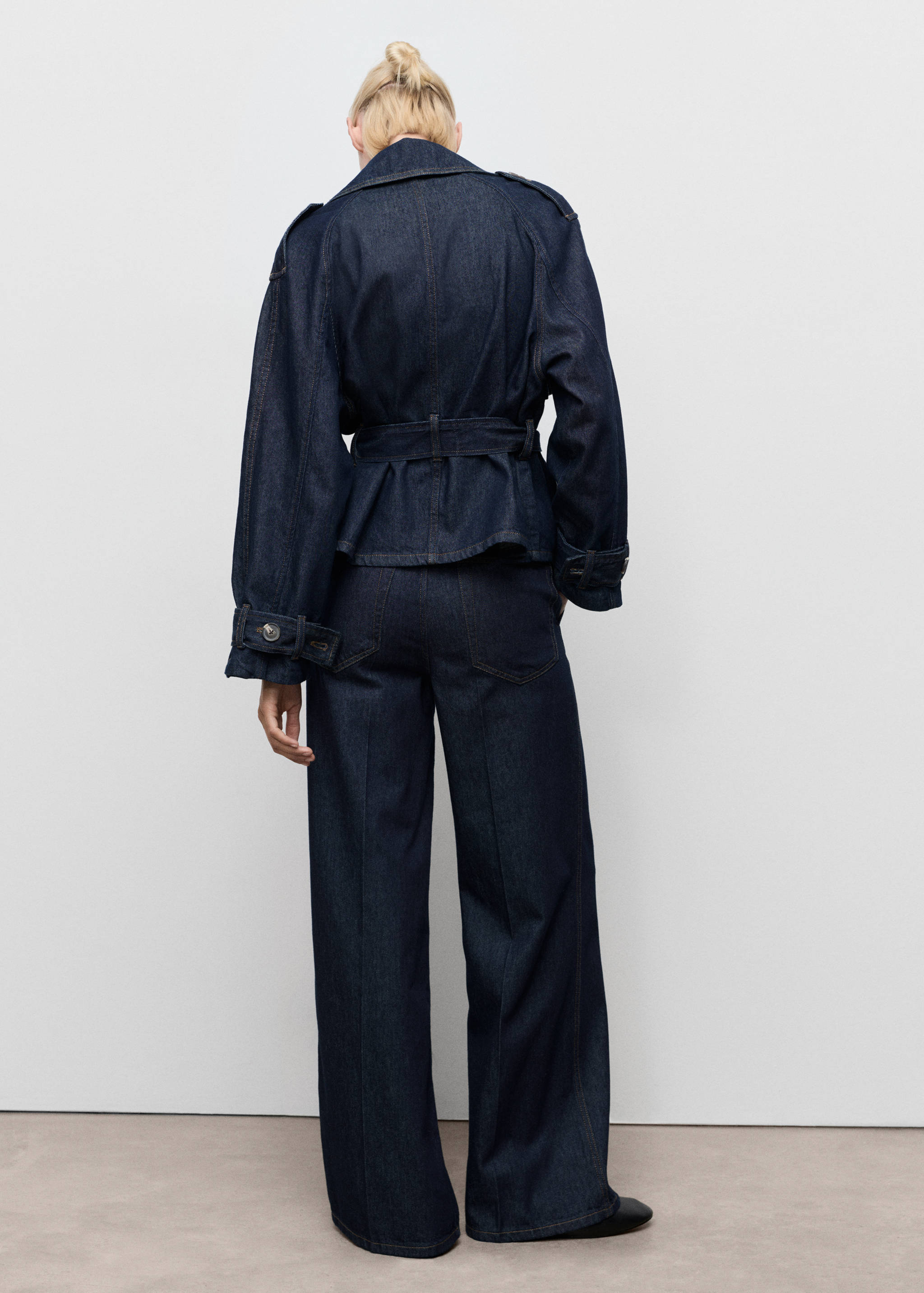 Wide-leg denim broek met riemlusjes - Achterkant van het artikel