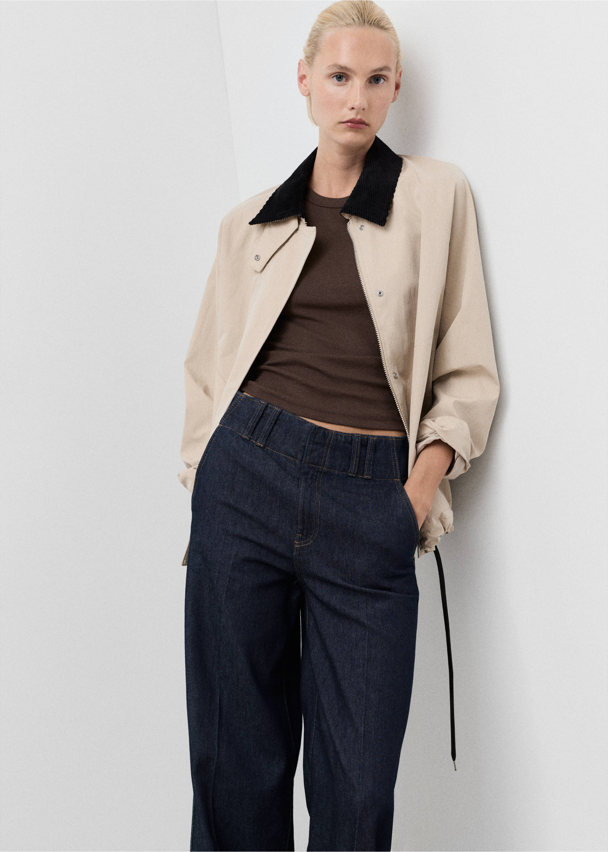 Pantalon denim large avec passants - Détail de l'article 1, Bleu. Ref: 17024124-00.