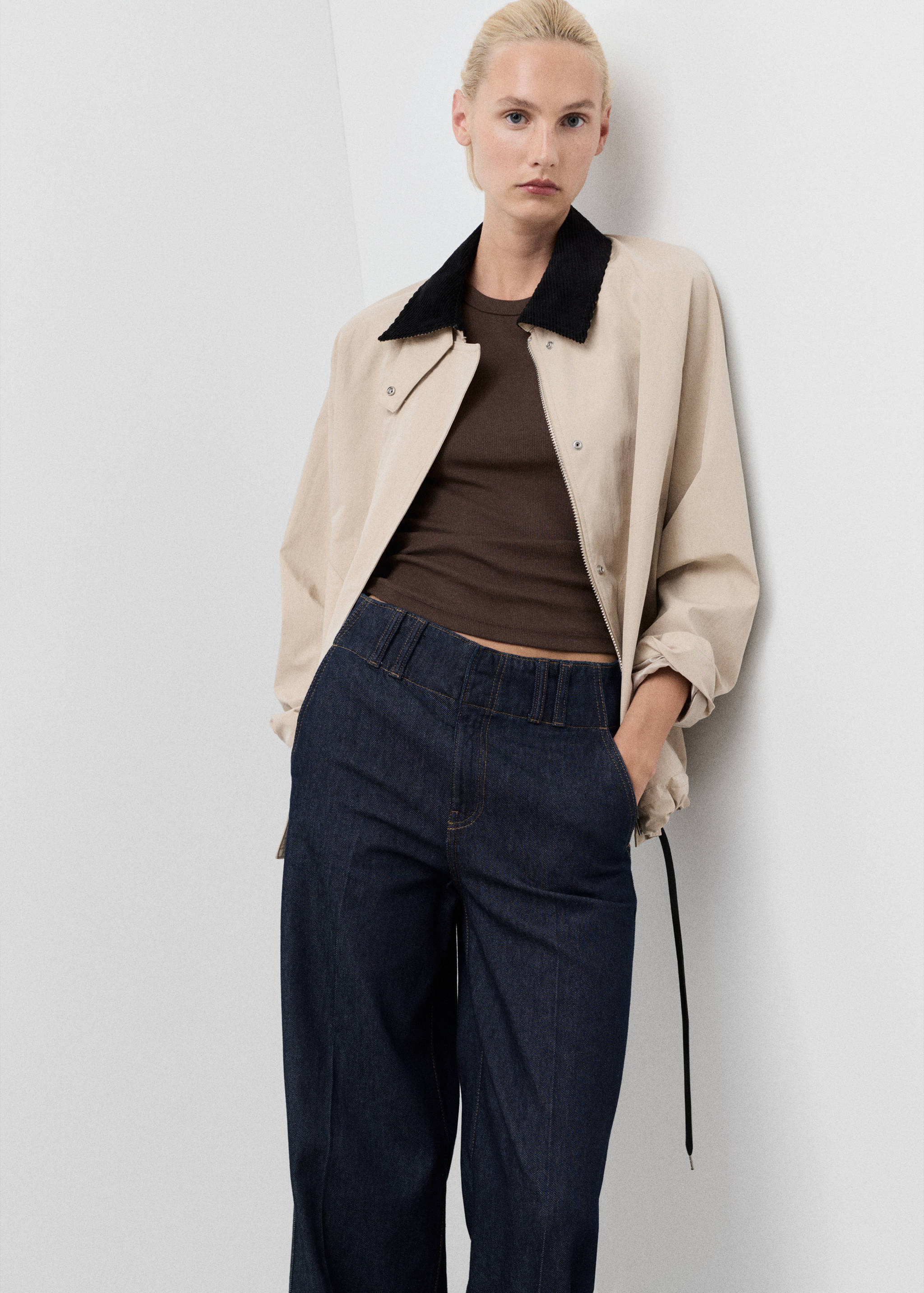 Wide-leg denim broek met riemlusjes - Detail van het artikel 1