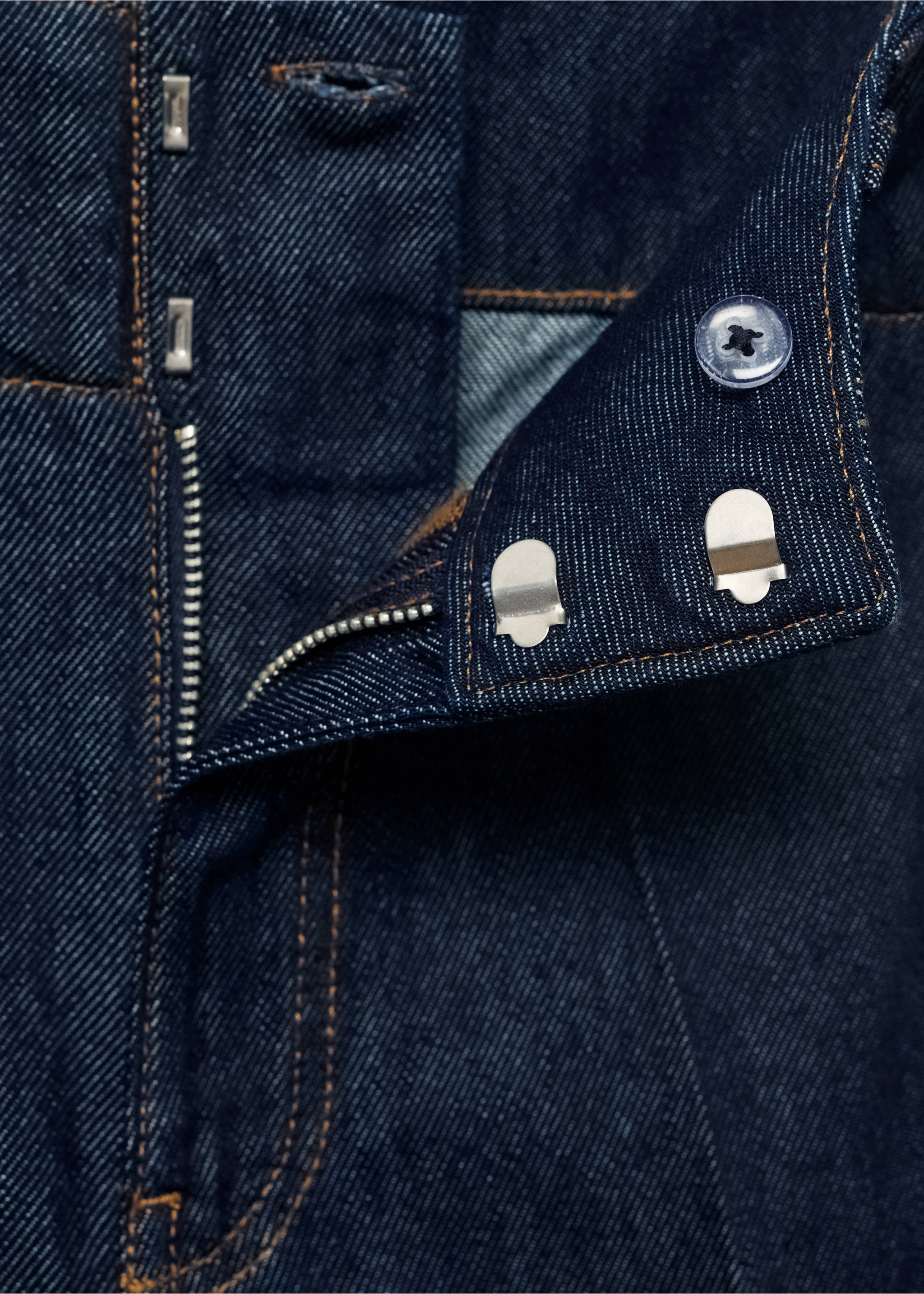 Pantalon denim large avec passants - Détail de l'article 8, Bleu. Ref: 17024124-00.