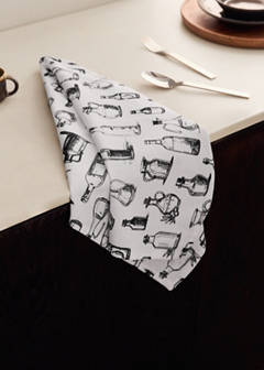 Cotton kitchen towels with bottle design — White 1