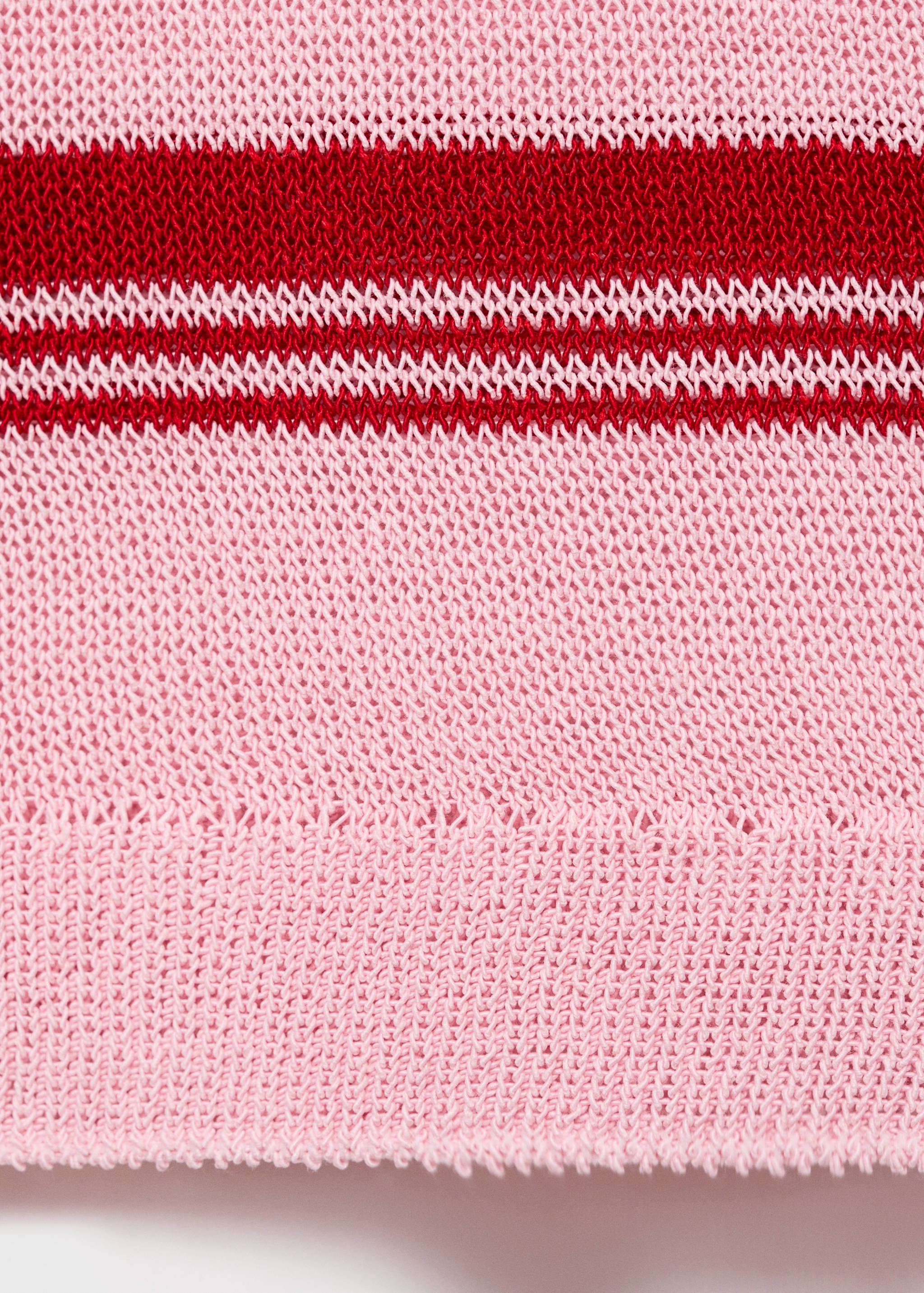 Striped knitted polo-neck top - Details of the article 0