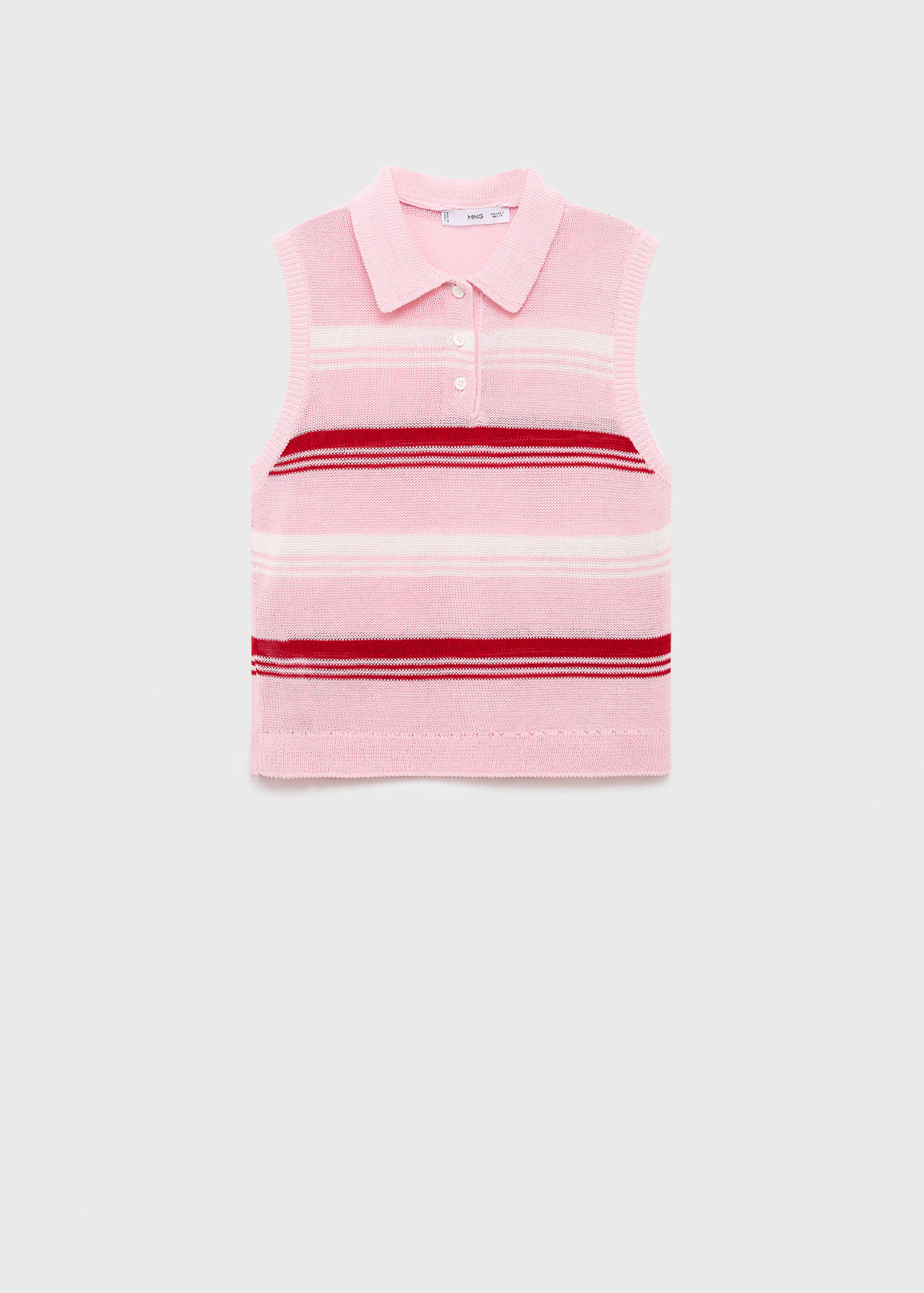 Striped knitted polo-neck top - Article without model