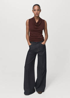 Ruched knitted top — Brown 2