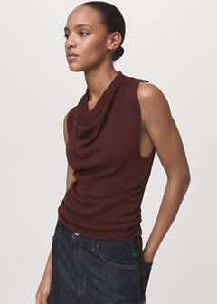 Ruched knitted top — Brown 1