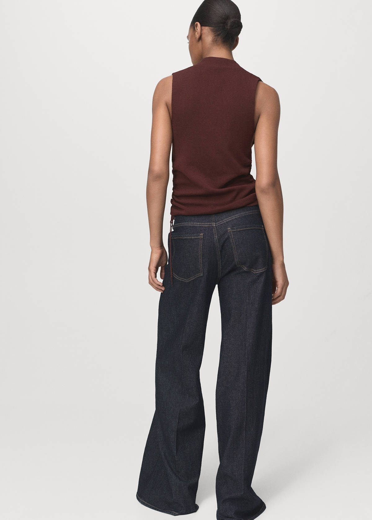 Ruched knitted top — Brown