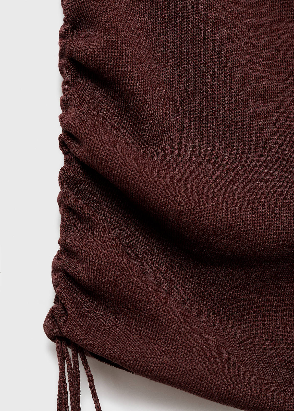 Ruched knitted top — Brown