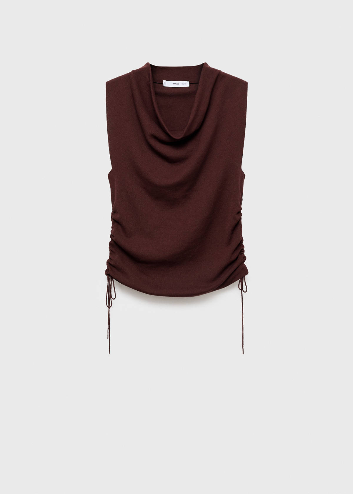 Ruched knitted top — Brown