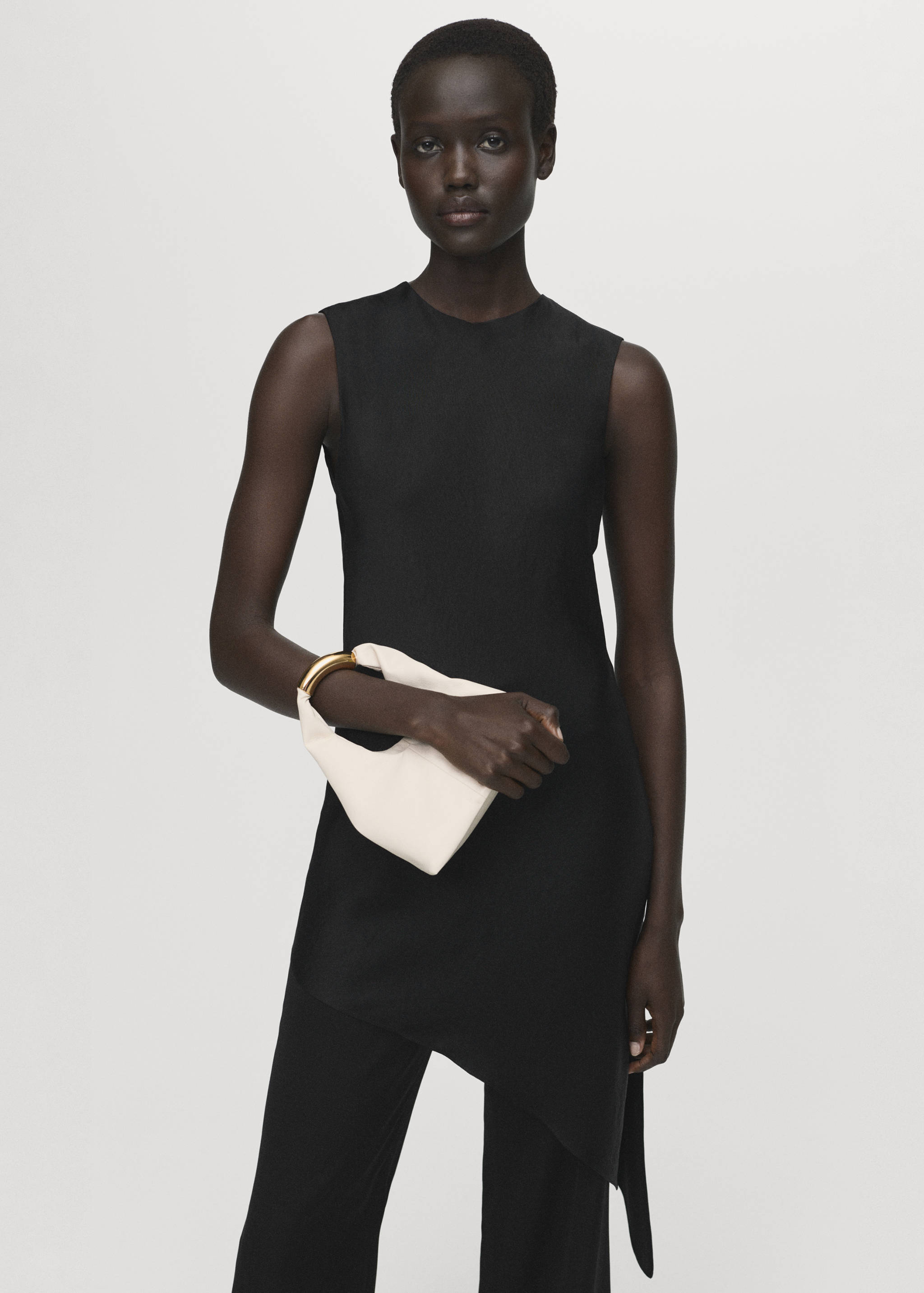 不对称缎面上衣 - null