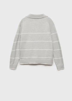 Striped polo-neck sweater — Light Heather Grey 6
