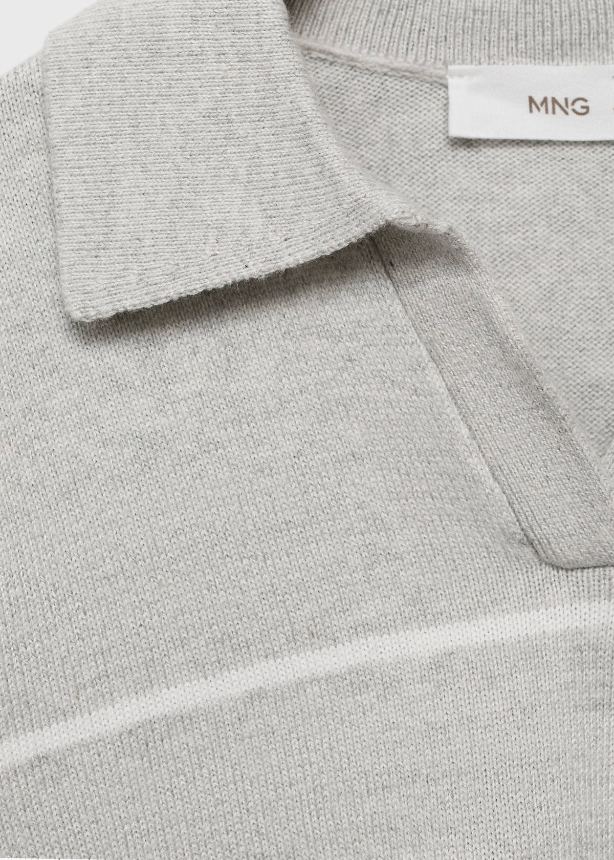 Striped polo-neck sweater — Light Heather Grey