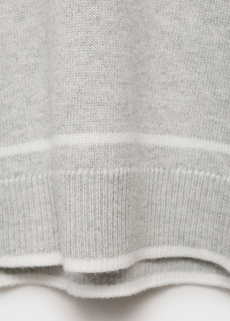 Striped polo-neck sweater — Light Heather Grey