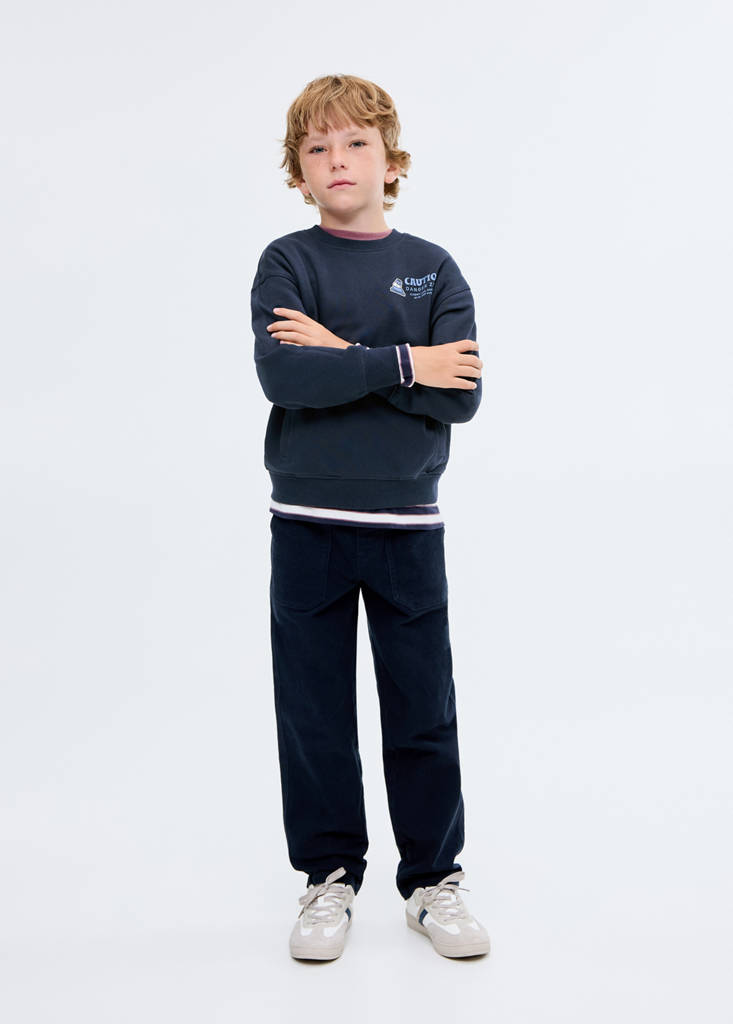 MANGO KIDS - Sweat-shirt coton imprimé bleu marine - 5-6 ans - Garçon