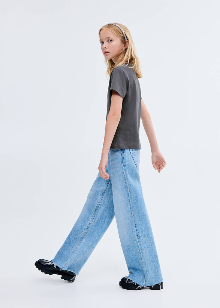 MANGO KIDS - T-shirt en coton brodé gris anthracite - 7-8 ans - Fille