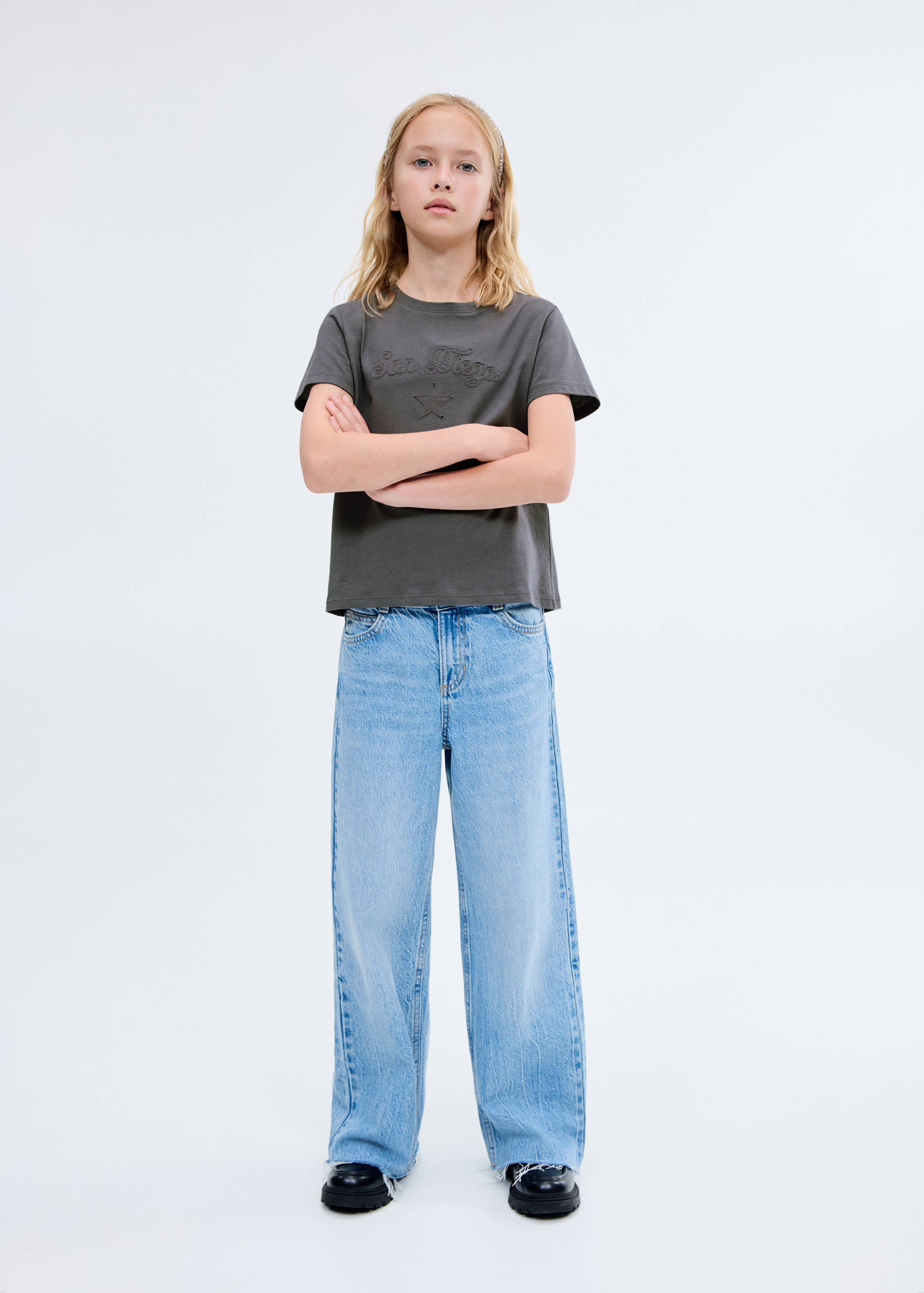 Geborduurd katoenen T-shirt - Middenvlak