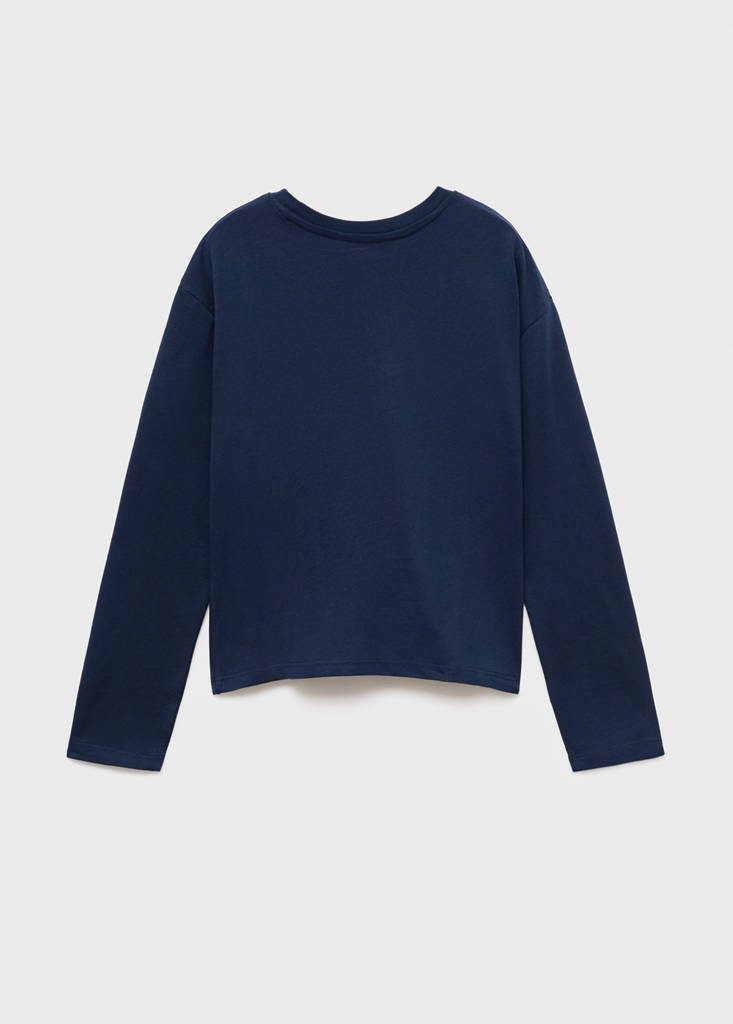 Gathered cotton t-shirt — Navy