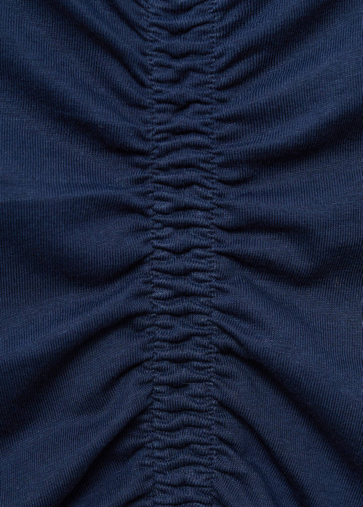 Gathered cotton t-shirt — Navy