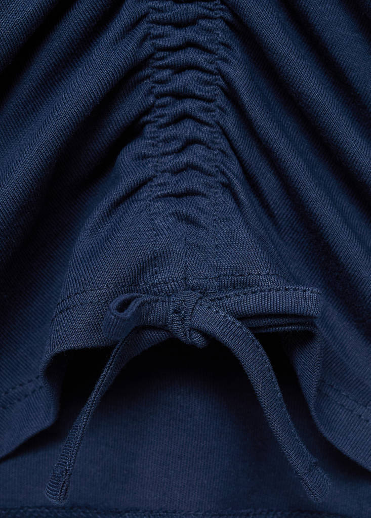 Gathered cotton t-shirt — Navy