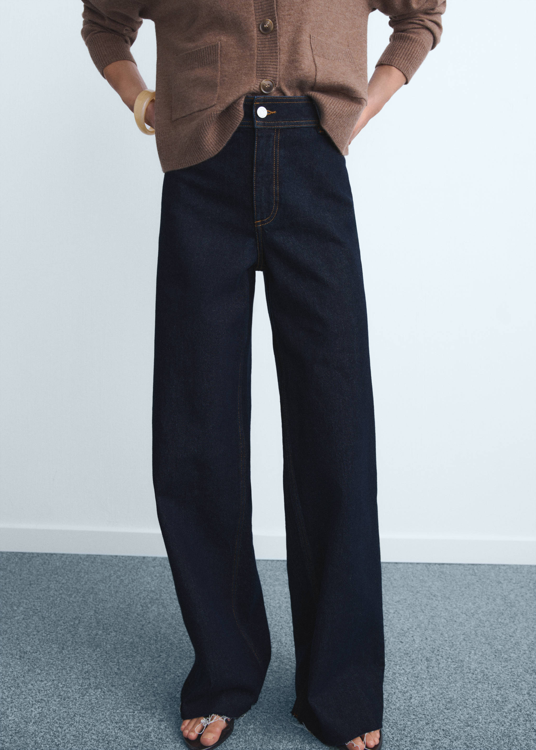 Catherin culotte fazonú, magas derekú farmernadrág - Felezősík