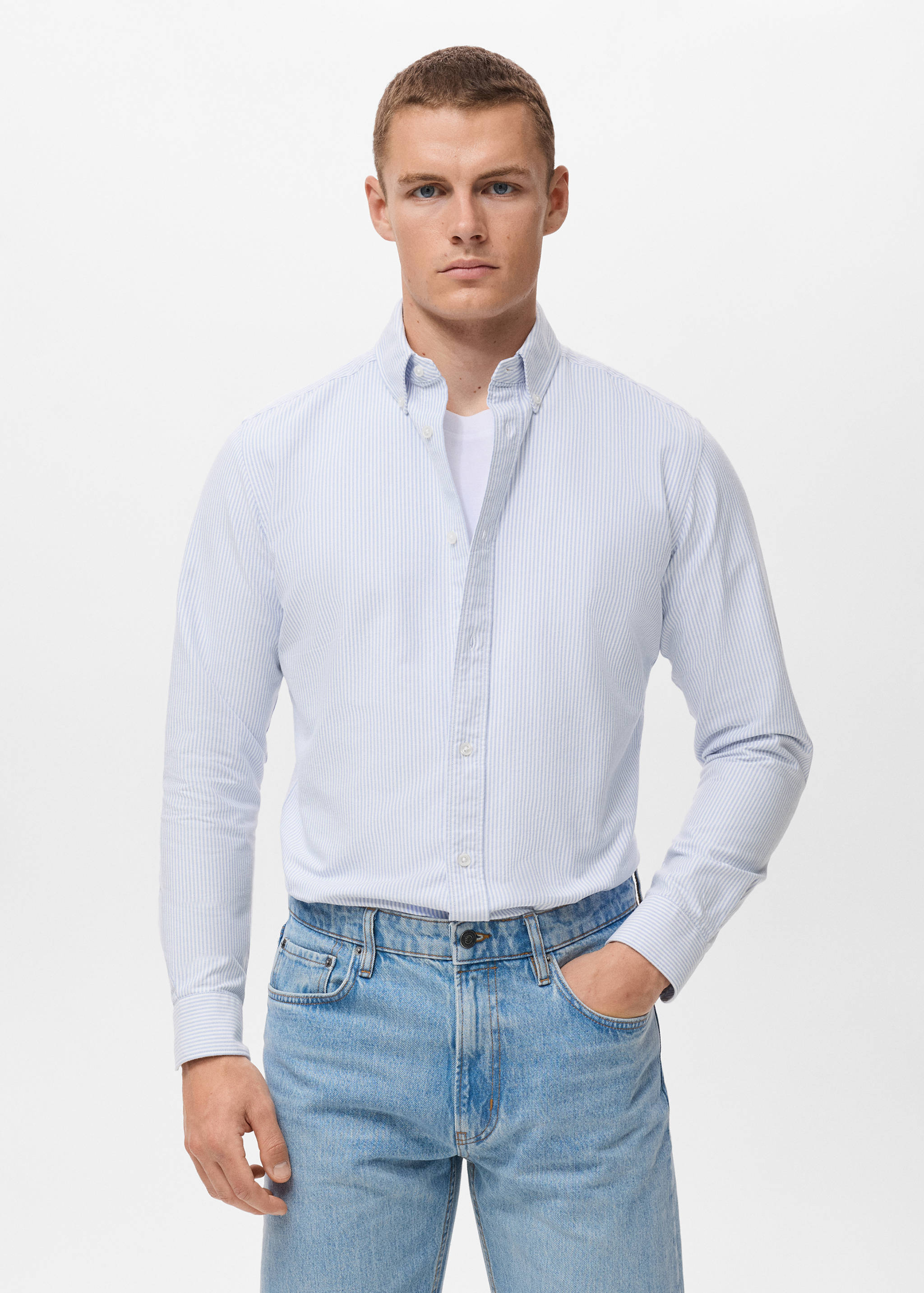 Chemise 100 % coton rayures - Plan moyen