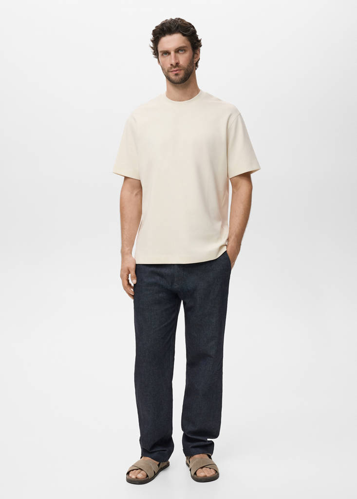 Relaxed-fit sweatshirt fabric t-shirt — Sand