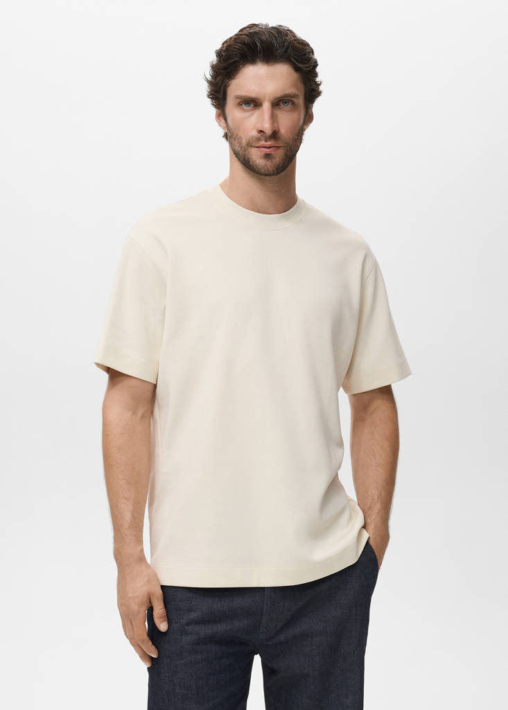 Relaxed-fit sweatshirt fabric t-shirt — Sand