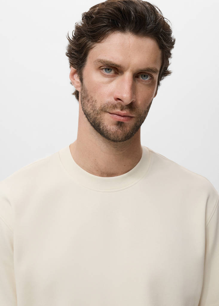Relaxed-fit sweatshirt fabric t-shirt — Sand