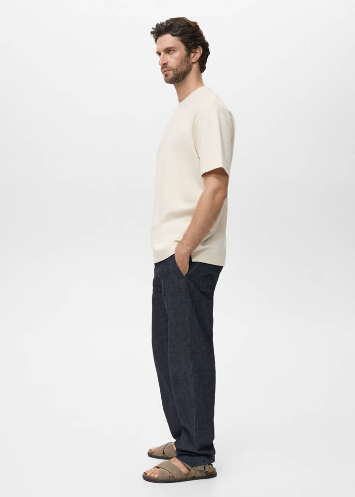 Relaxed-fit sweatshirt fabric t-shirt — Sand