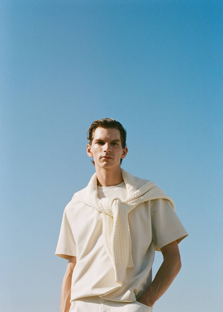 Relaxed-fit sweatshirt fabric t-shirt — Sand