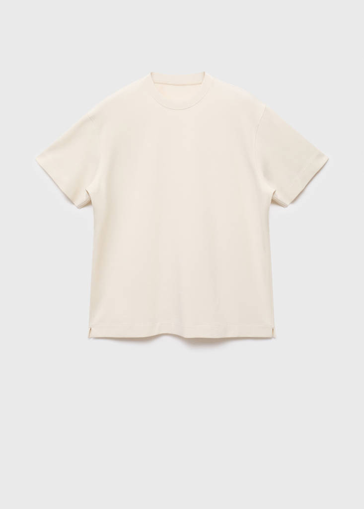 Relaxed-fit sweatshirt fabric t-shirt — Sand