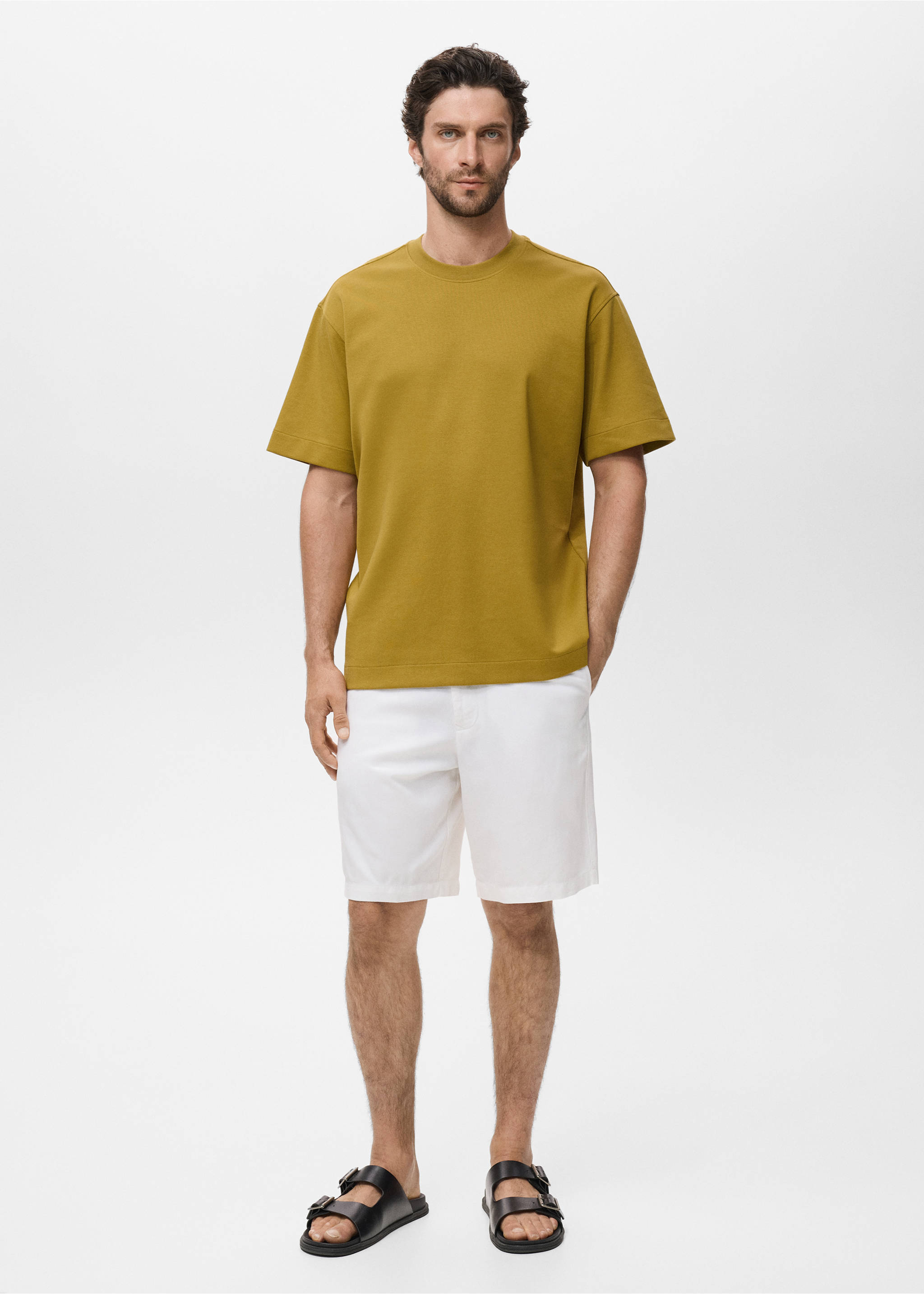 Camiseta tejido sudadera relaxed fit - Plano general, Ocre. Ref: 17024436-00.