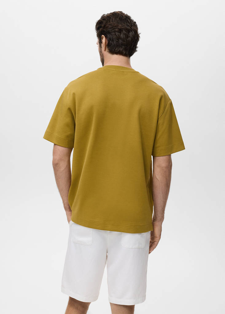 Relaxed-fit sweatshirt fabric t-shirt — Ochre