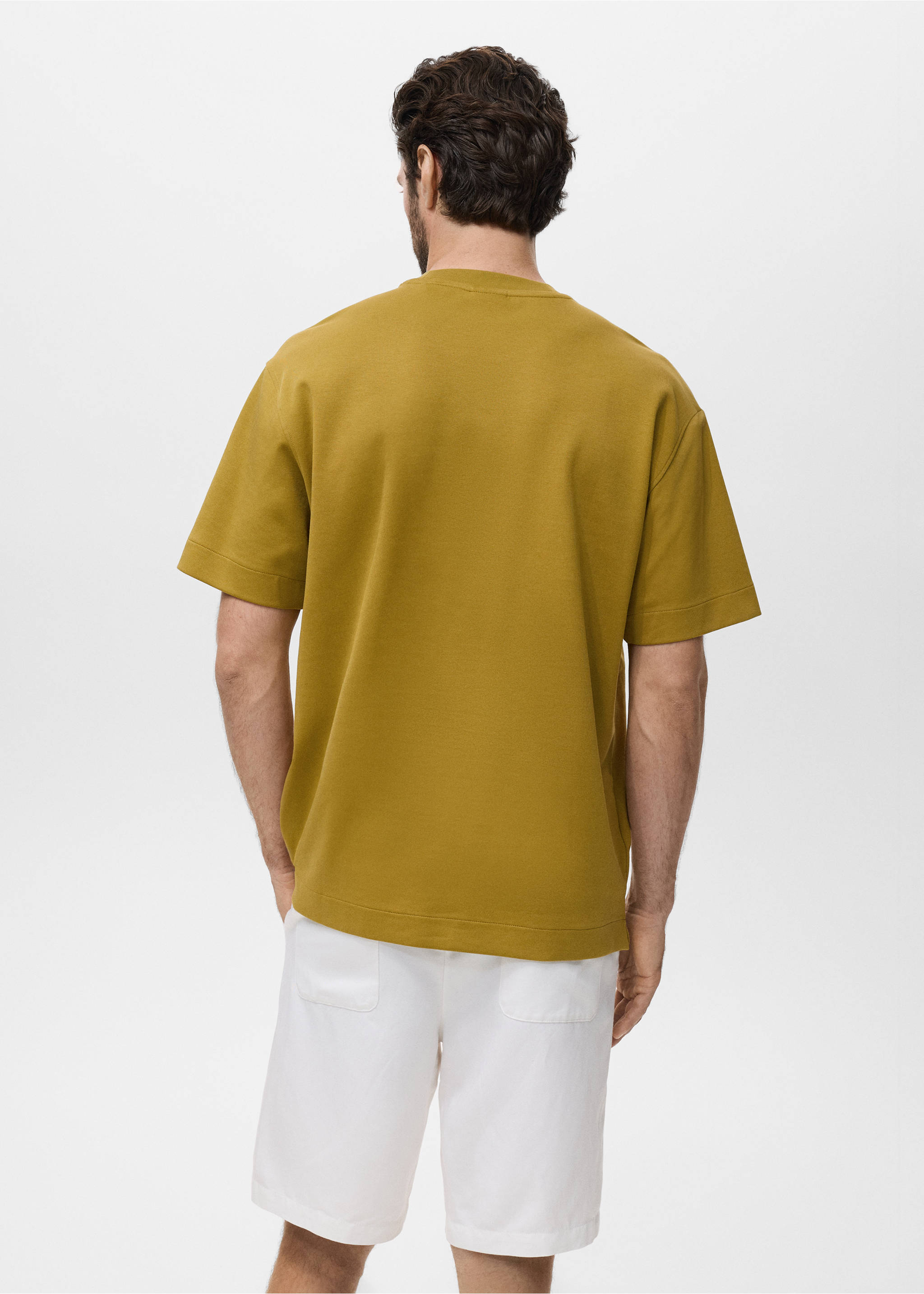 Camiseta tejido sudadera relaxed fit - Reverso del artículo, Ocre. Ref: 17024436-00.