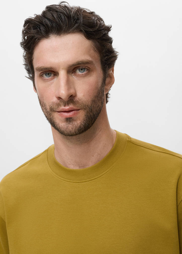 Relaxed-fit sweatshirt fabric t-shirt — Ochre