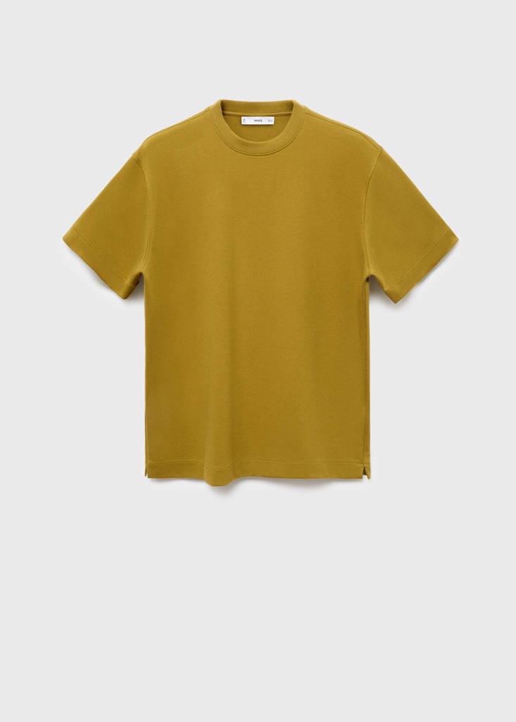 Relaxed-fit sweatshirt fabric t-shirt — Ochre