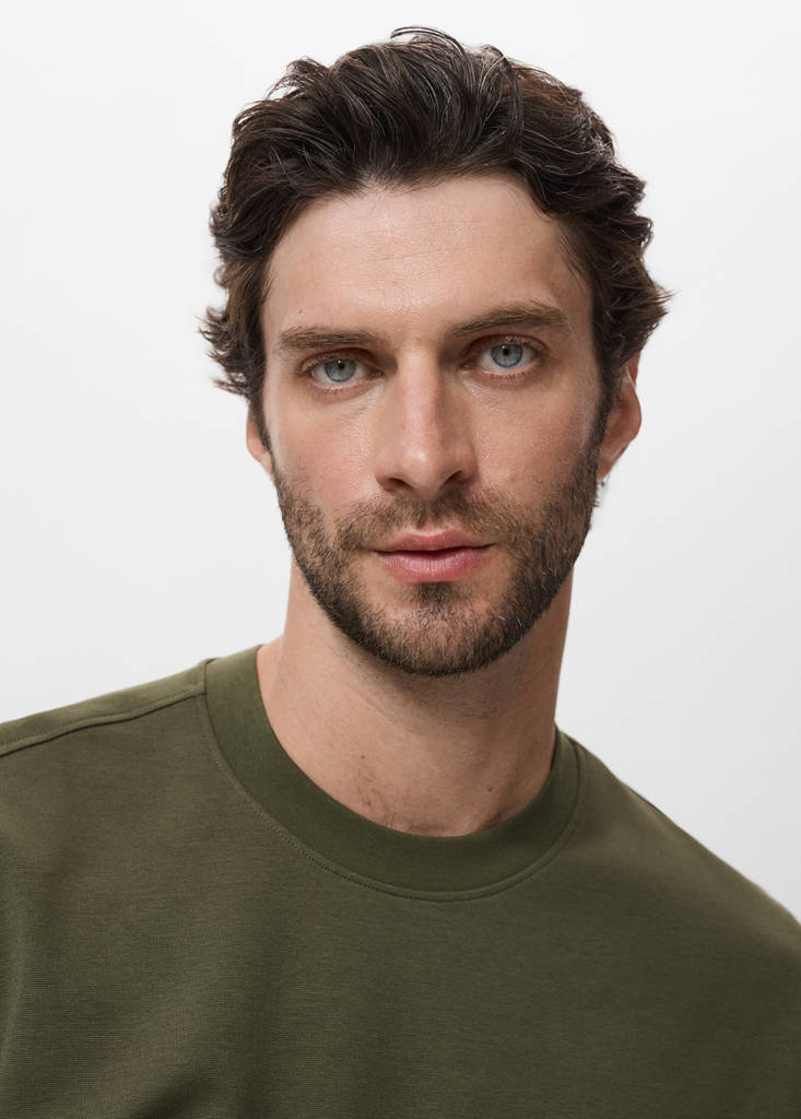 Relaxed-fit sweatshirt fabric t-shirt — Khaki
