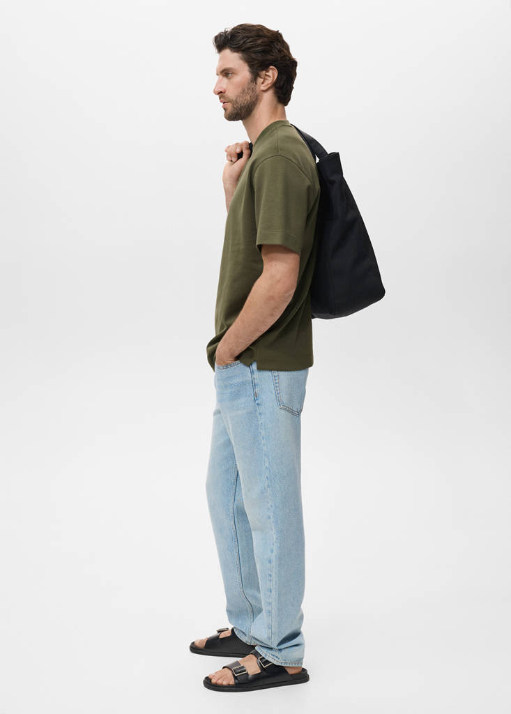 Relaxed-fit sweatshirt fabric t-shirt — Khaki